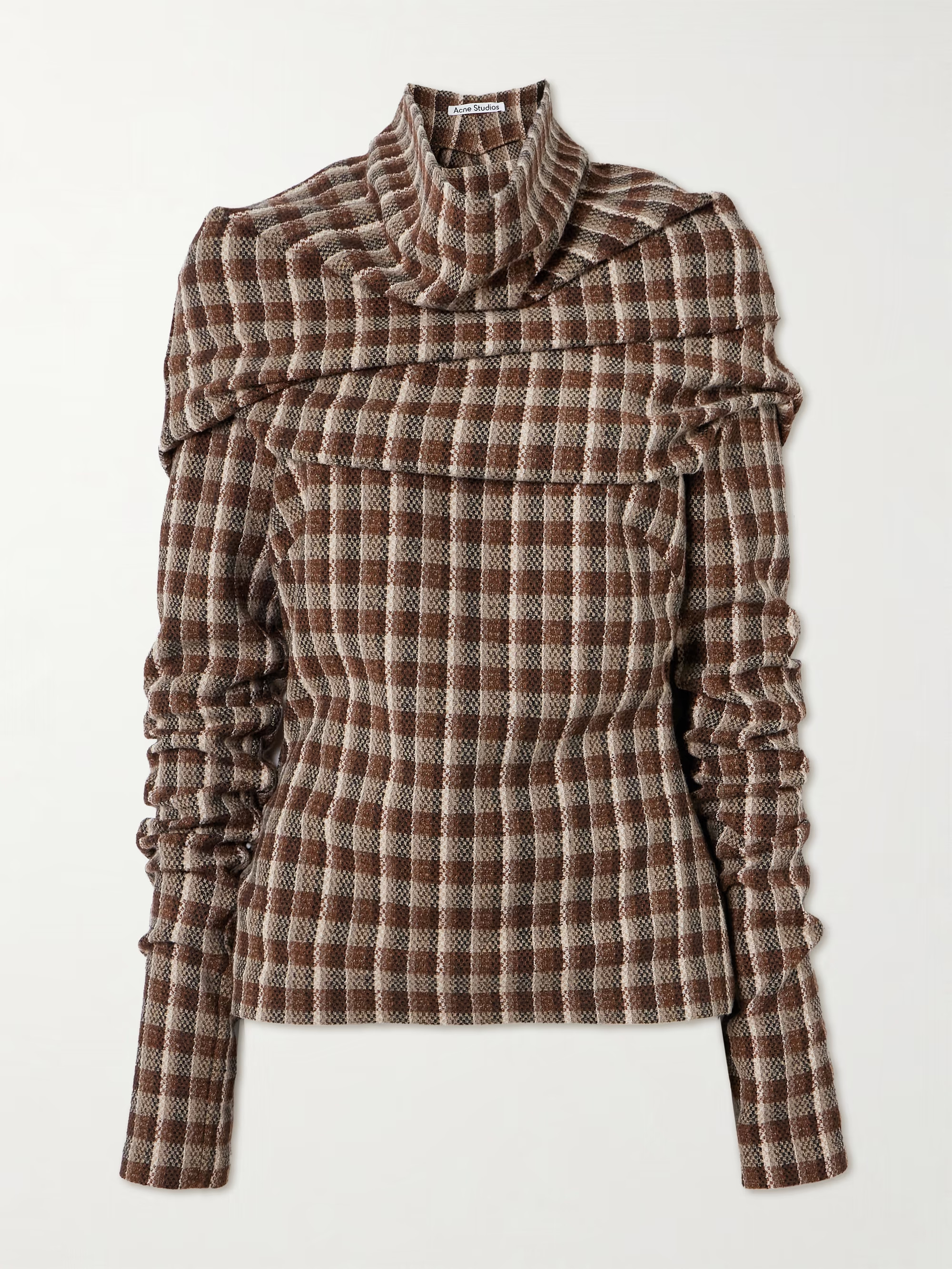 Gathered checked tweed blouse | NET-A-PORTER (US)