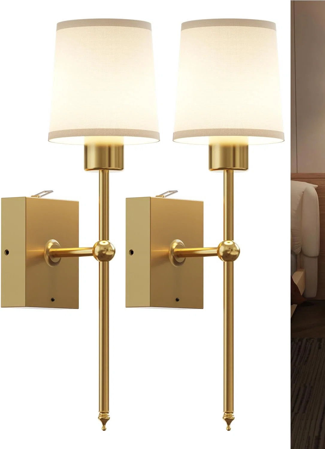 Everly Quinn QINER Dimmable LED Wall Sconce Set Of 2, Battery Operated Wall Lights With Remote Control, Timer, Wireless Wall Lamp For Bedroom, Hallway, Stairs | Wayfair | Wayfair North America