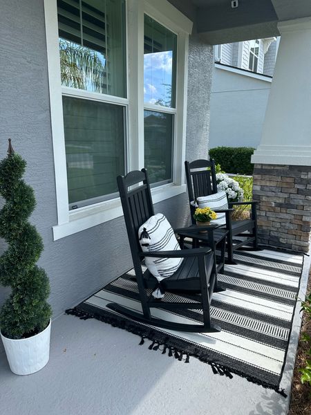 Front porch decor and rocking chairs linking my outdoor rug, outdoor pillows, polywood rockers, faux topiary and planter #potch #entry #frontporch #outdoordecor #topiary #planter #outdoorrug #outdoorpillows #polywood #rockingchairs 

#LTKSeasonal #LTKhome #LTKGiftGuide