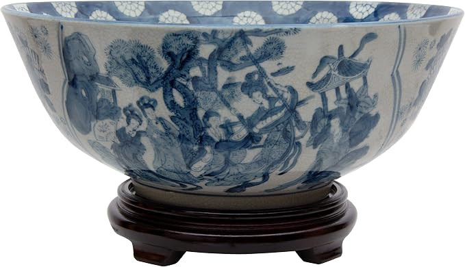 Red Lantern 14" Ladies Blue & White Porcelain Bowl Vase for Centerpiece in Kitchen Dining Living ... | Amazon (US)