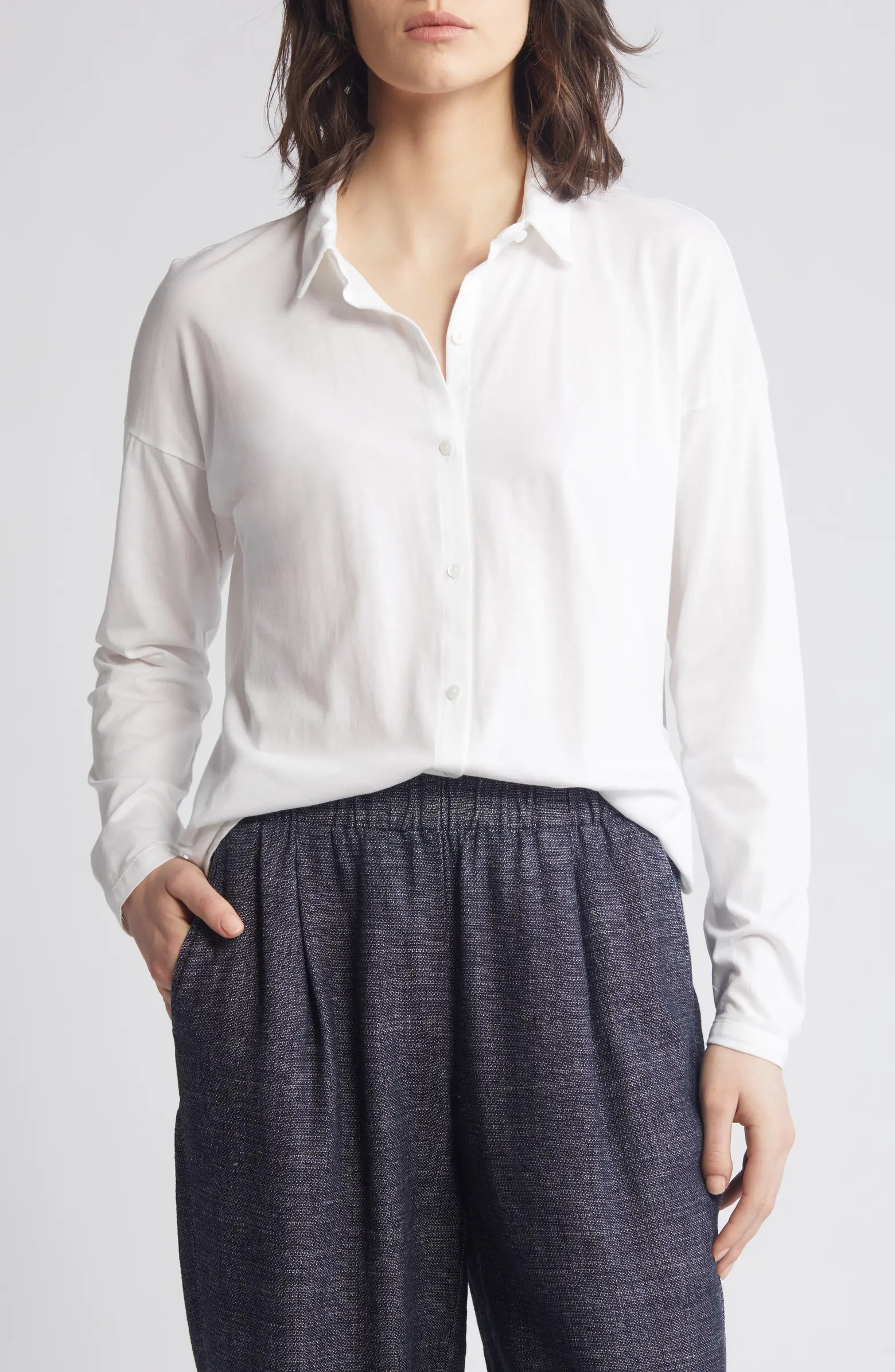 Long Boxy Organic Cotton Button-Up Shirt | Nordstrom