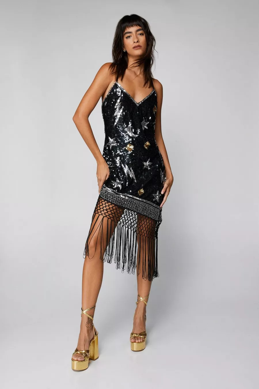 Moon and Stars Sequin Fringe Dress | Nasty Gal US