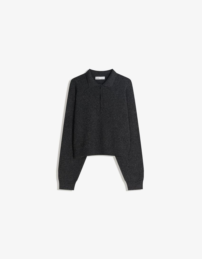 Boxy polo collar jumper - Women | Bershka GB