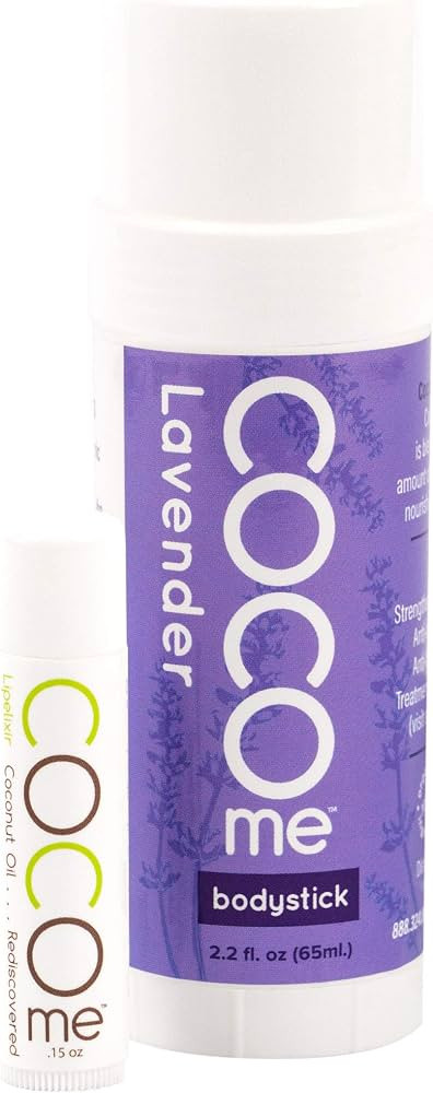 CocoMe - Organic Moisturizing Lavender Body Stick and Lip Balm Duo - Virgin Coconut Oil and Anti-... | Amazon (US)