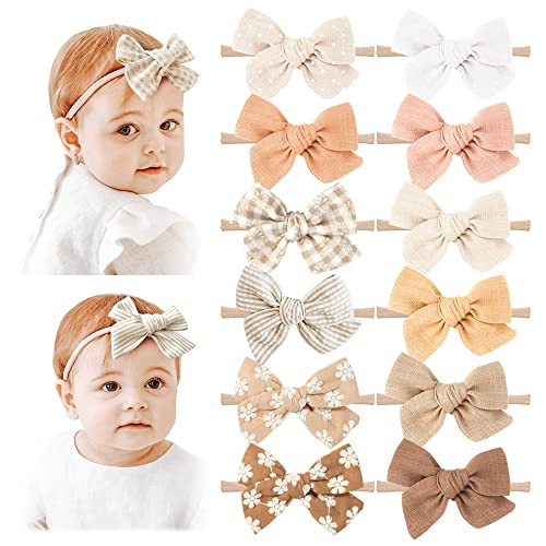 Niceye Baby Girl Bows and Headbands, Stretchy Nylon Hairbands Hair Bows for Newborns, Infants, Toddlers - Handmade Baby Hair Accessories for Girls | Amazon (US)