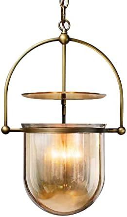 LAKIQ Vintage Hanging Pendant Lighting Fixture 3 Lights Amber Glass Chandelier Pendant Lamps for ... | Amazon (US)