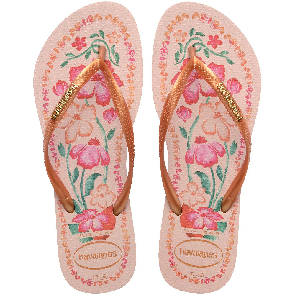 Women's Tropicalia Vibes Slim Flip Flops Golden | Havaianas | Havaianas