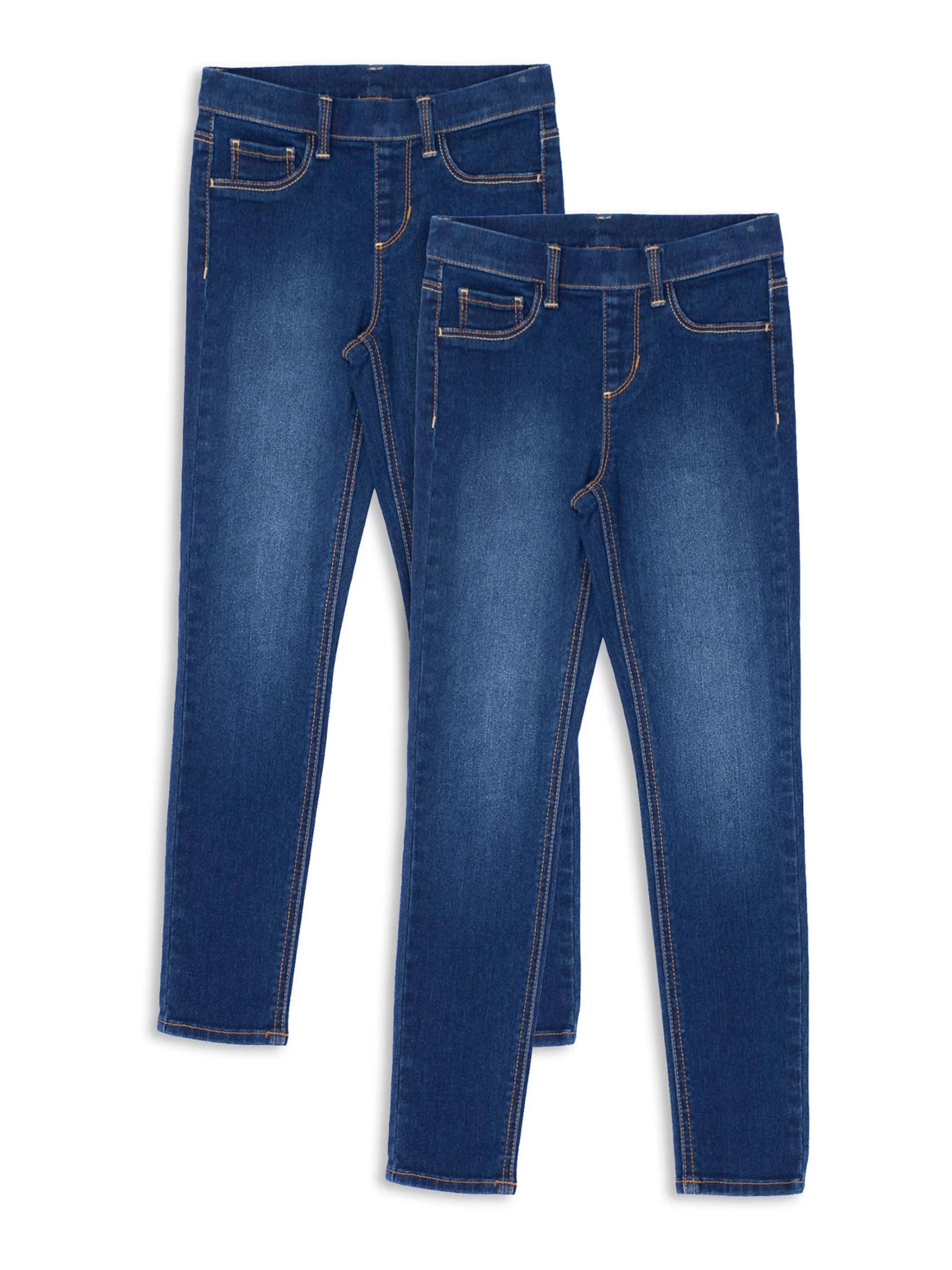 Wonder Nation Girls Kid Tough Pull-on Jegging Jeans, 2-Pack, Sizes 4-18 & Plus - Walmart.com | Walmart (US)