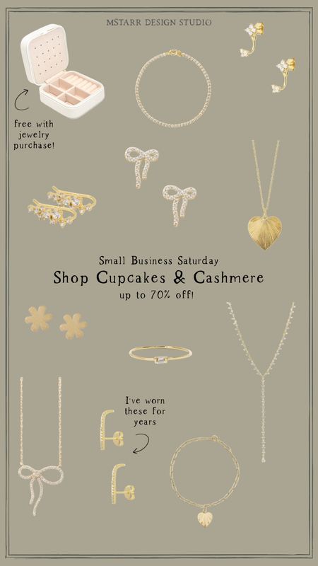 Shop Cupcakes & Cashmere…Small Business Saturday Sale. 

Jewelry, necklace, earrings, bracelet, ring, Black Friday

#LTKGiftGuide #LTKstyletip #LTKsalealert
