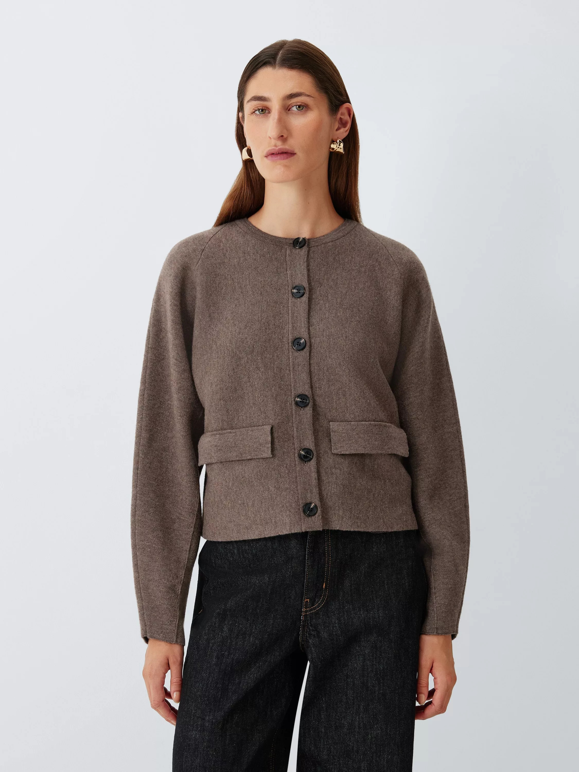 Lambswool Seam Detail Jacket, Taupe | John Lewis (UK)