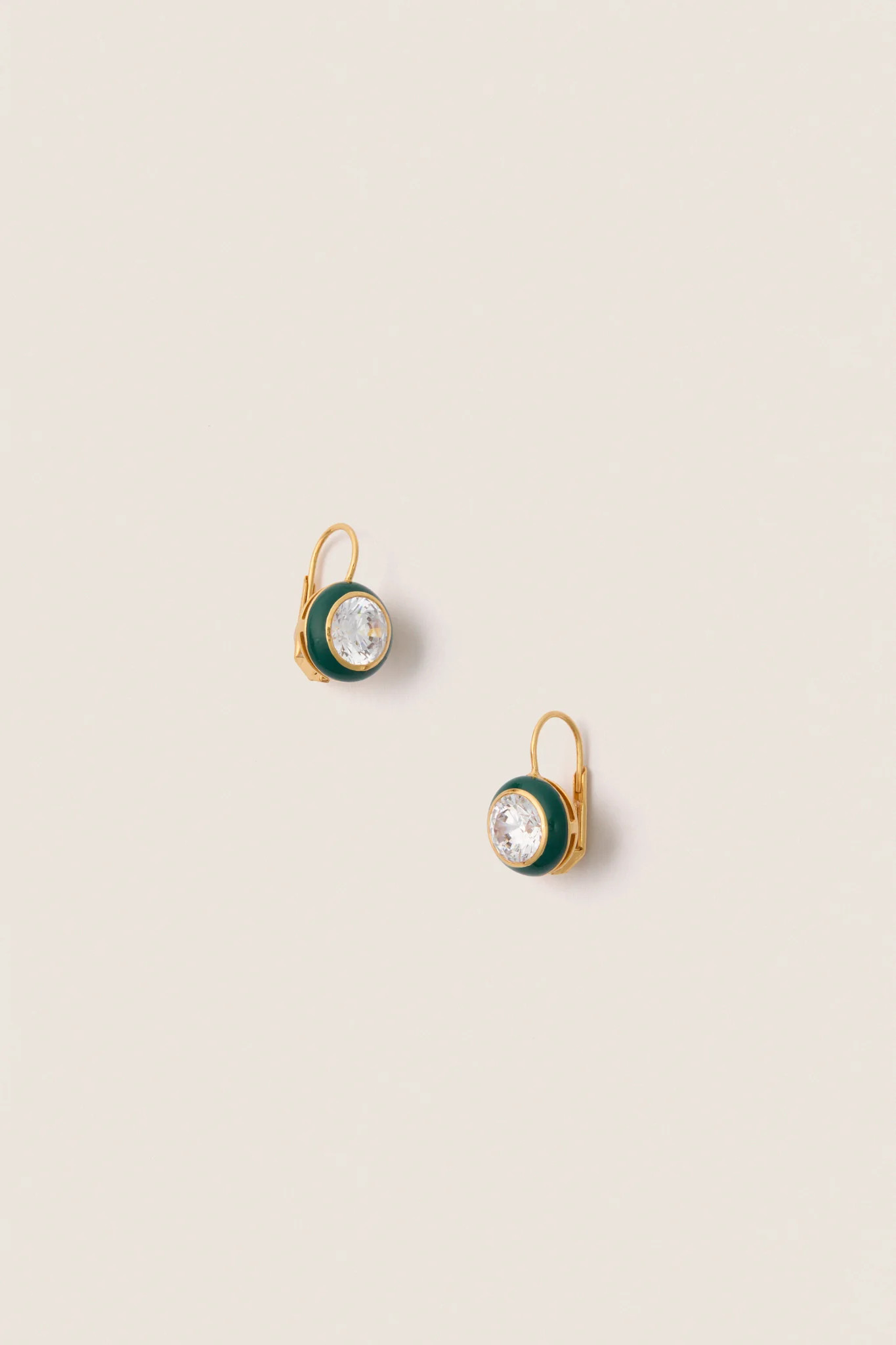 Green Enamel Bezel Drop Earrings | Tuckernuck (US)