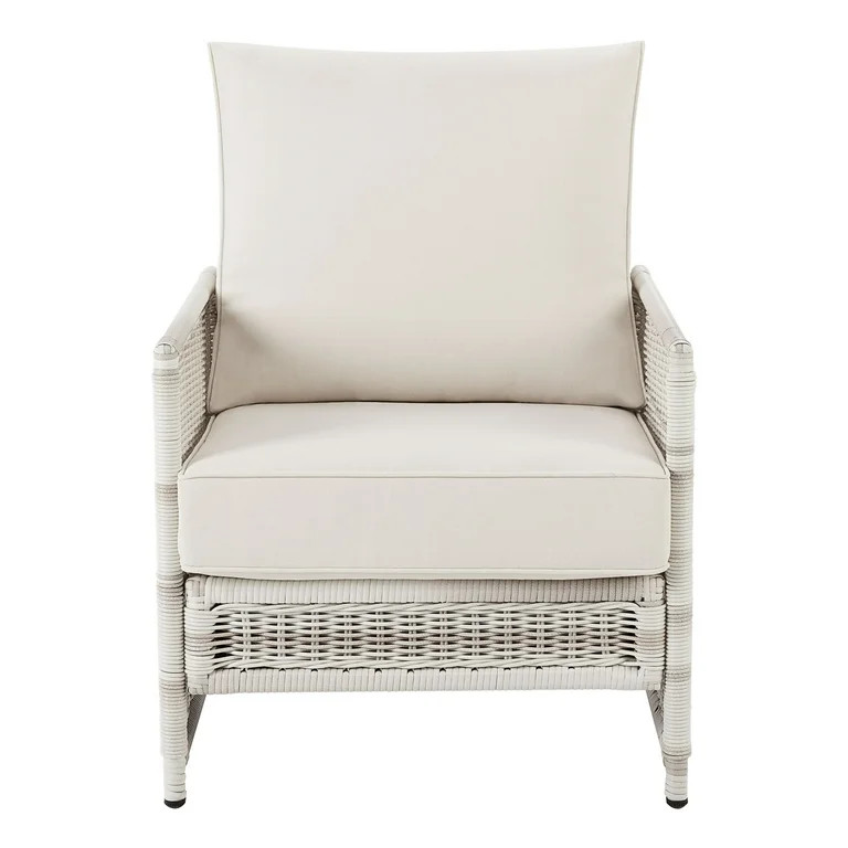 Better Homes & Gardens Paige Outdoor Wicker Stationary Lounge Chairs, Set of 2, White | Walmart (US)