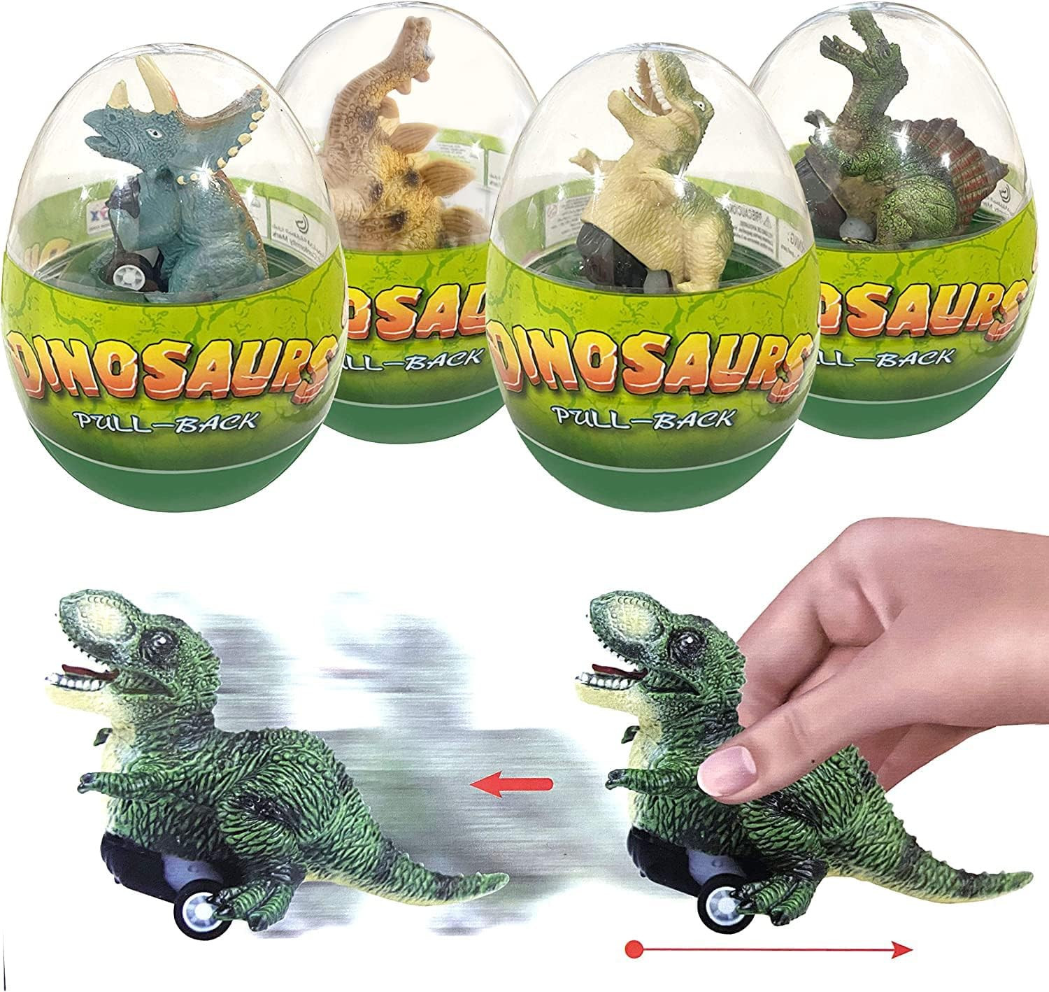 4 Pack Jumbo Easter Eggs with Dinosaur Pull Back Cars Prefilled Easter Eggs Dinos Vehicles Toys I... | Amazon (US)