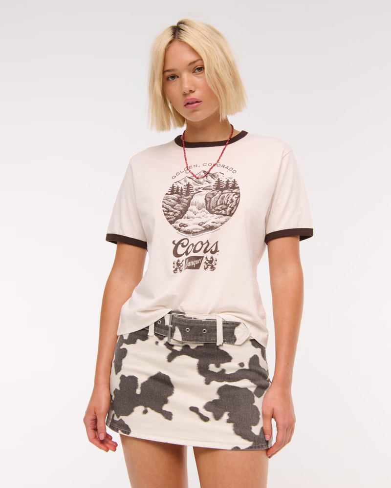 Mid Rise Belted Denim Mini Skort | Abercrombie & Fitch (US)