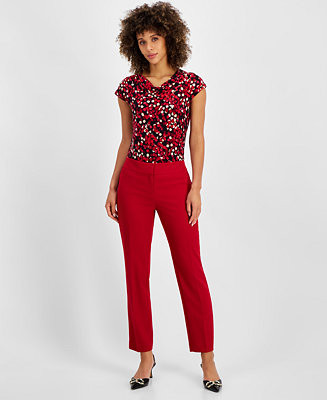 Women's Stretch-Crepe Straight-Leg Pants, Regular & Petite | Macy's