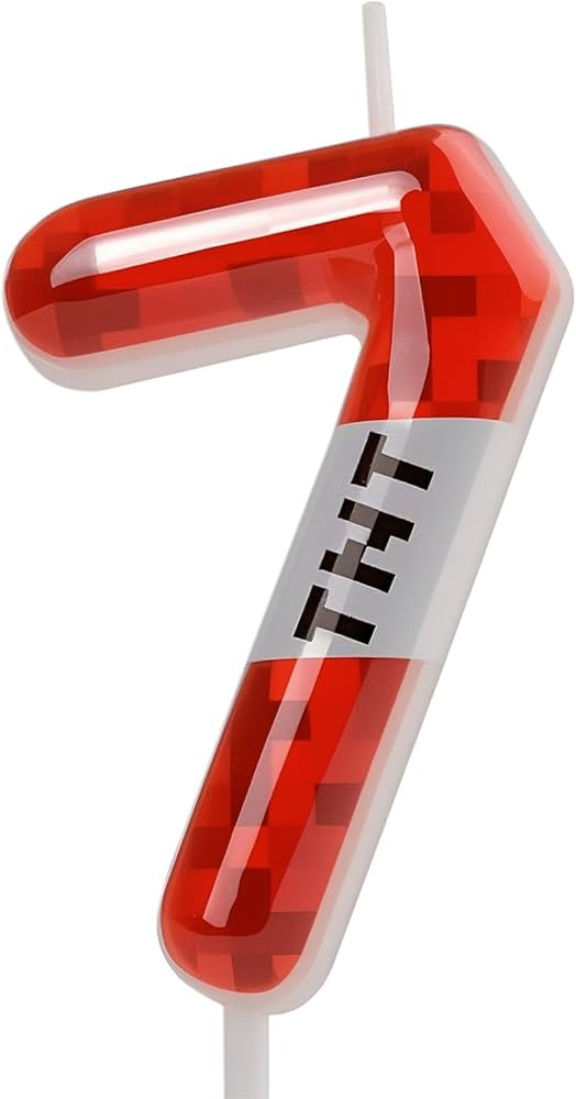 TNT Themed Birthday Candles for Cake,Red Number 7 Candle Pixel Birthday Cake Candles for Graduati... | Amazon (US)
