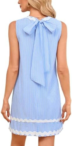 YEXPINE Women's Bow Tie Sleeveless Casual Summer Beach Mini Dress with Pockets | Amazon (US)