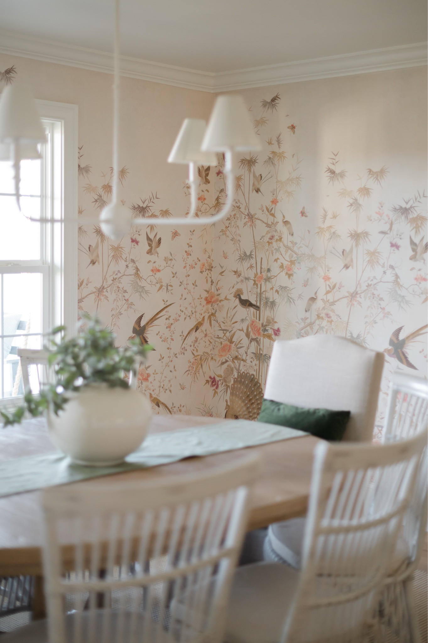 HOUSE TOUR | Part two: dining, kitchen & pantry!

Shop all of my lighting, furniture, rugs & decor at the link in my bio or on my LTK! Other design details below⬇️

White all paint: Swiss Coffee at 75% strength by BM
Green wall paint: Clary Sage by SW
Chinoiserie wallpaper: Sandberg Chinoiserie Garden Wallpaper in Eggshell
Wood Stain: Special Walnut
Floors:  Engineered hardwood (Naturalux - Sandy Oak)
Countertops: Quartz Calacatta Unique 
Lighting: dining room light is Serena and Lily, island pendants are visual comfort, coffee bar sconces Mitzi, kitchen sink sconces are Brooke and Lou, pantry sconces are Pooky. 
cabinet hardware: @armacmartin 

#homerenovation #remodel #interiordesign #instahome #homedecor #traditionalhome #homedesign 

#LTKBump #LTKHome