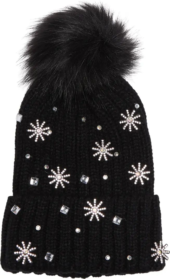 BP. Crystal Constellation Beanie with Faux Fur Pom | Nordstrom | Nordstrom