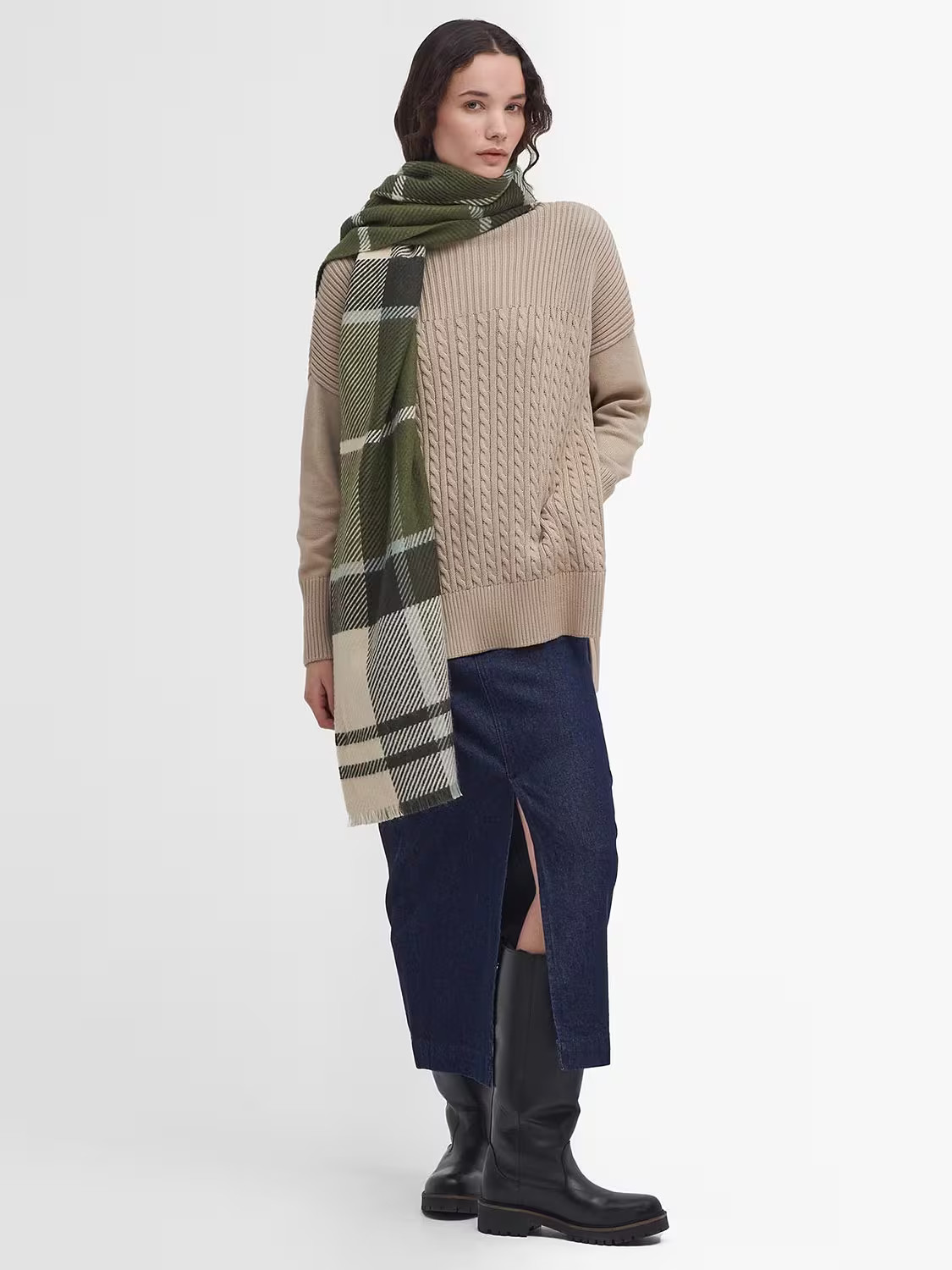 Barbour Blair Check Scarf, Ancient Loden | John Lewis (UK)