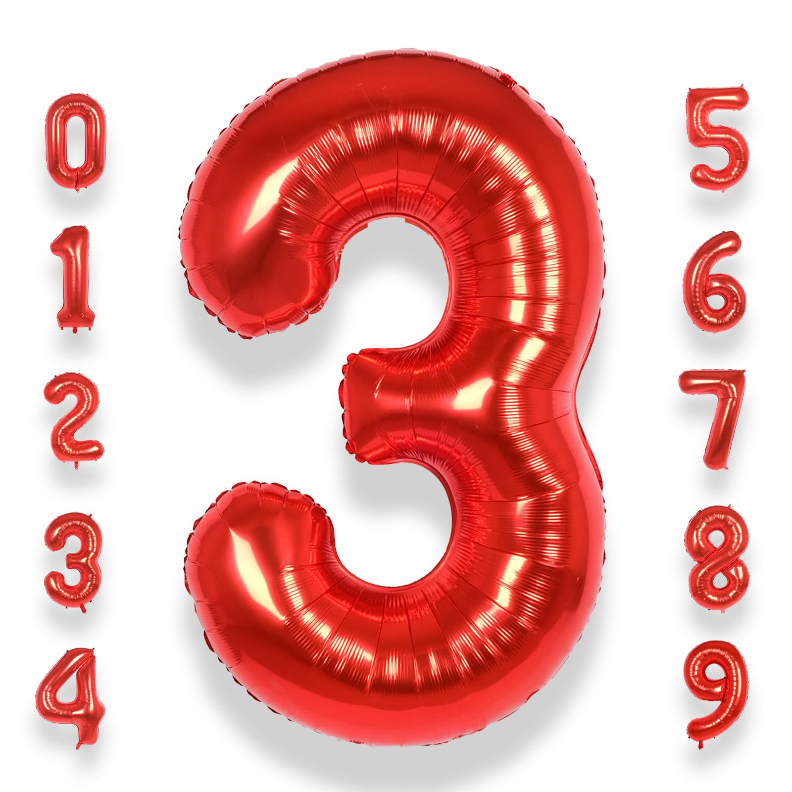Amazon.com: AULE 40 Inch Big Red 3 Balloon Number Large Foil Helium Number Balloons 0-9 Jumbo Giant Happy 3rd Birthday Party Decorations for Boy or Girl Huge Mylar Anniversary Party Supplies : Home & Kitchen | Amazon (US)