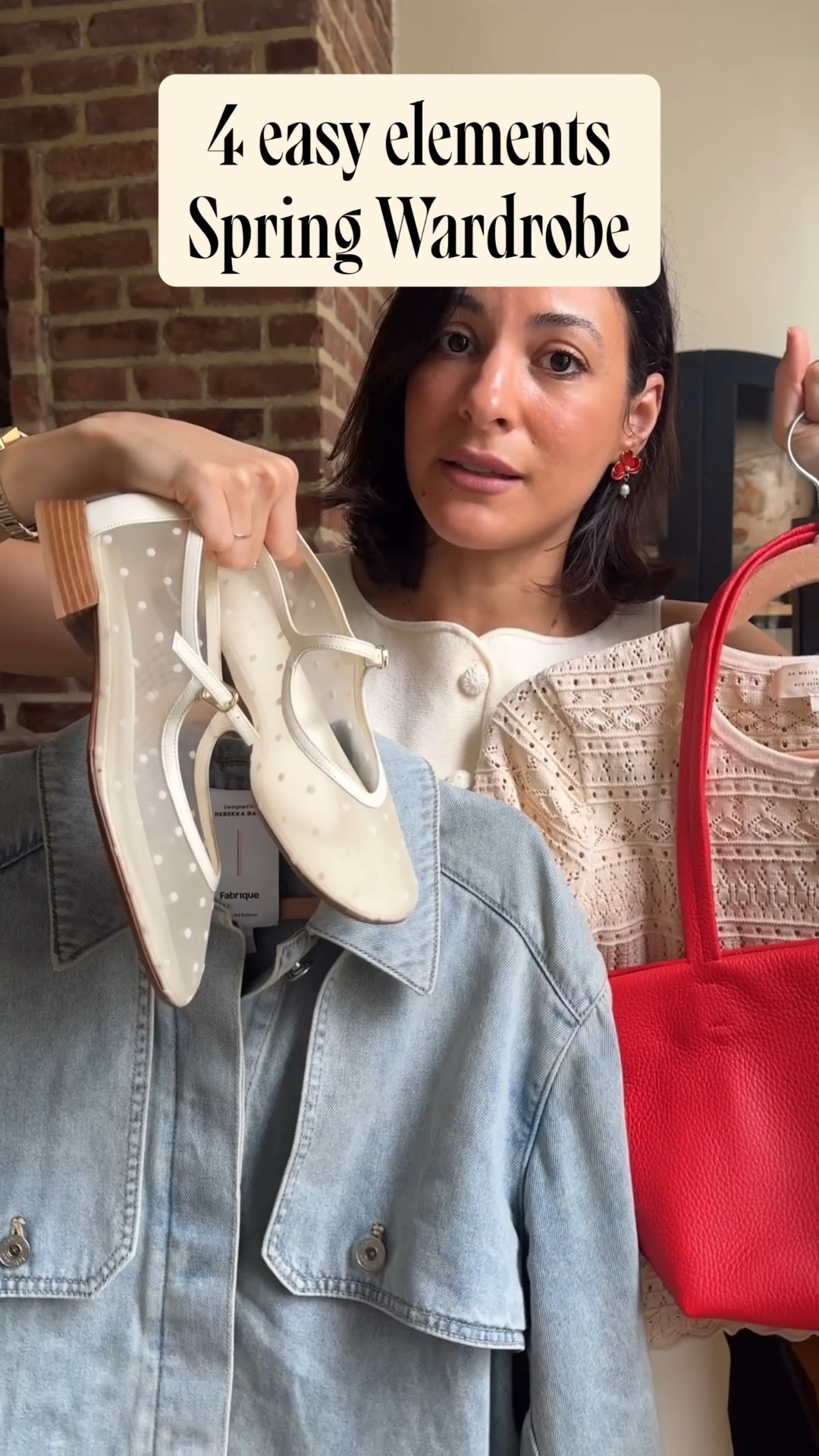 If pastel colors wash you out, here’s other 4 easy elements to incorporate into your wardrobe and be ready for spring! 🌸

#springwardrobe #springoutfitideas #sezane #cuyana #sezanelovers 

Spring wardrobe, outfit ideas, pastel colors, lace, embroidery, mesh flats, pop of color, pop of red , Petite Studio, Fabrique jeans, Sézane, Cuyana bag 