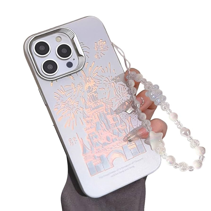 Compatible with iPhone Case,Cute Laser Glitter Bling Sparkly Castle Wristband Strap Bracelet Chai... | Amazon (US)