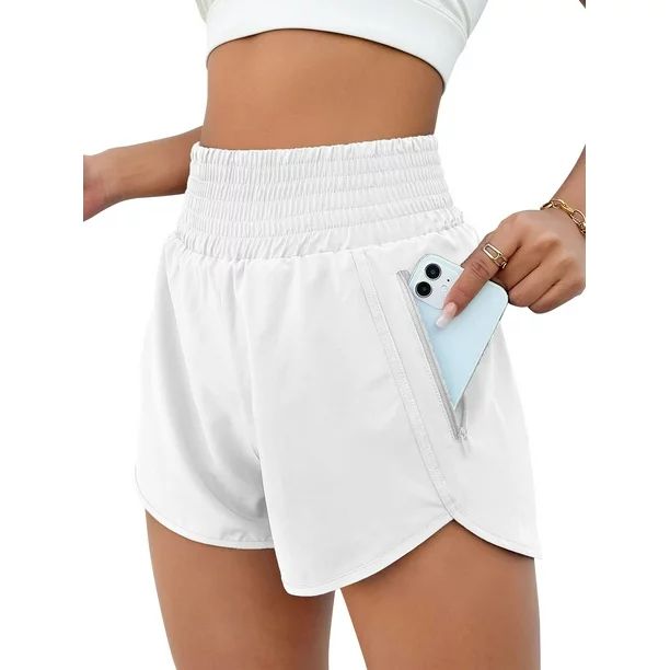 Womens Athletic Shorts High Waisted Running Shorts Gym Workout Shorts with Pocket | Walmart (US)