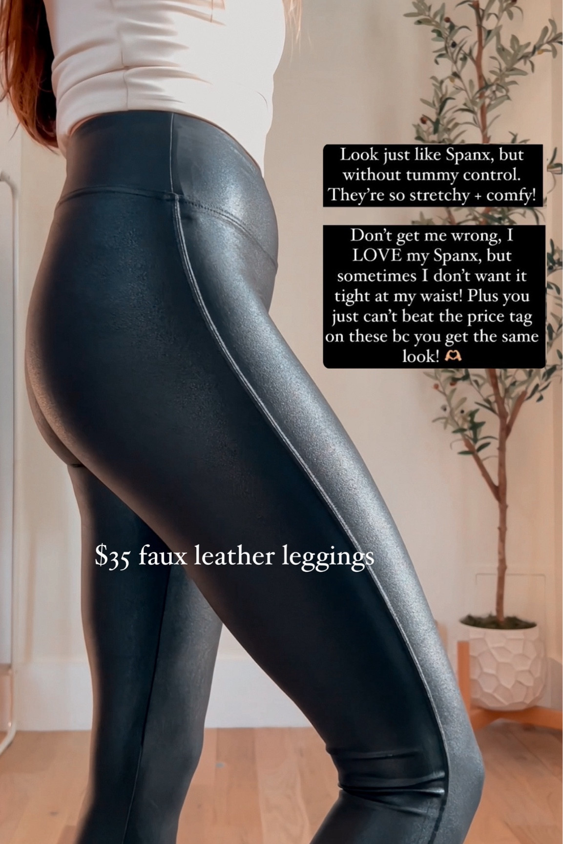 Affordable faux leather leggings 🖤

Wearing size small with plenty of room still! 

#LTKfindsunder50