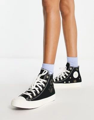 Converse Chuck Taylor All Star Hi Golden Mind all over print canvas sneakers in black | ASOS (Global)