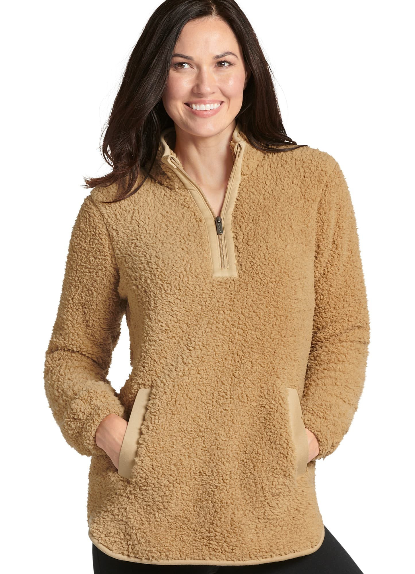 Women's Tops Sherpa Half Zip, Winter Wheat, 1X | Jockey