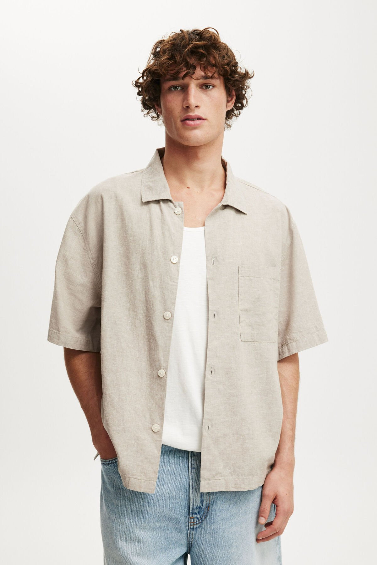Eli Linen Blend Short Sleeve Shirt | Cotton On (US)