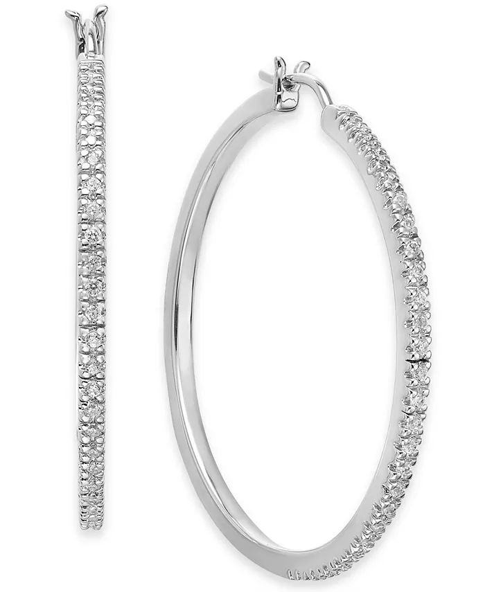 Macy's Diamond Hoop Earrings (1/4 ct. t.w.) in Sterling Silver, 14k Gold-Plated Sterling Silver o... | Macy's