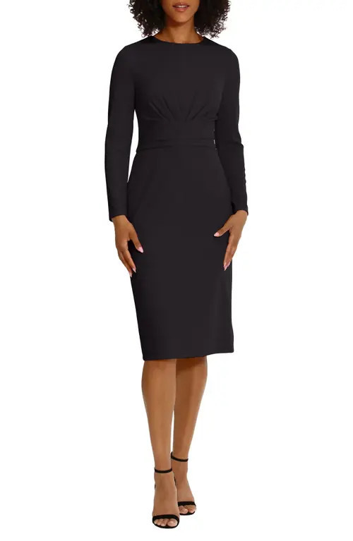 Maggy London Gathered Empire Waist Long Sleeve Dress in Black at Nordstrom, Size 18W | Nordstrom
