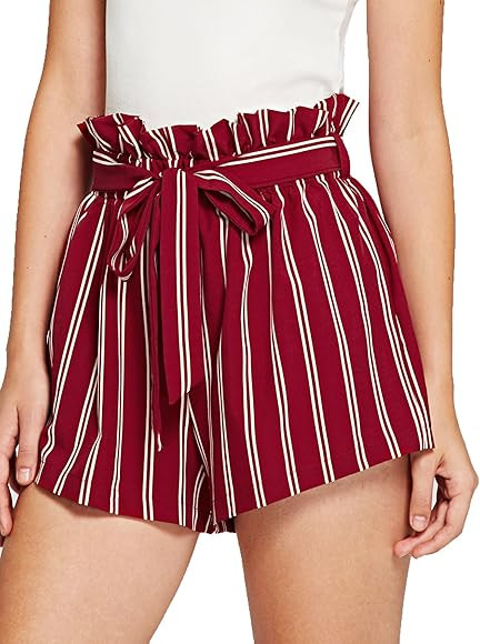 Women's Casual Elastic Waist Striped Summer Beach Shorts | Amazon (US)
