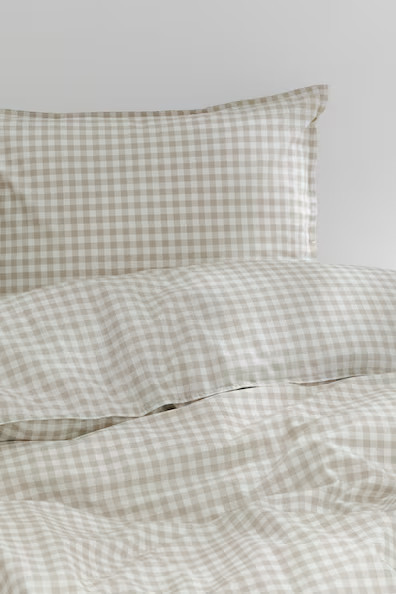 H & M - Patterned Twin Duvet Cover Set - Brown | H&M (US + CA)