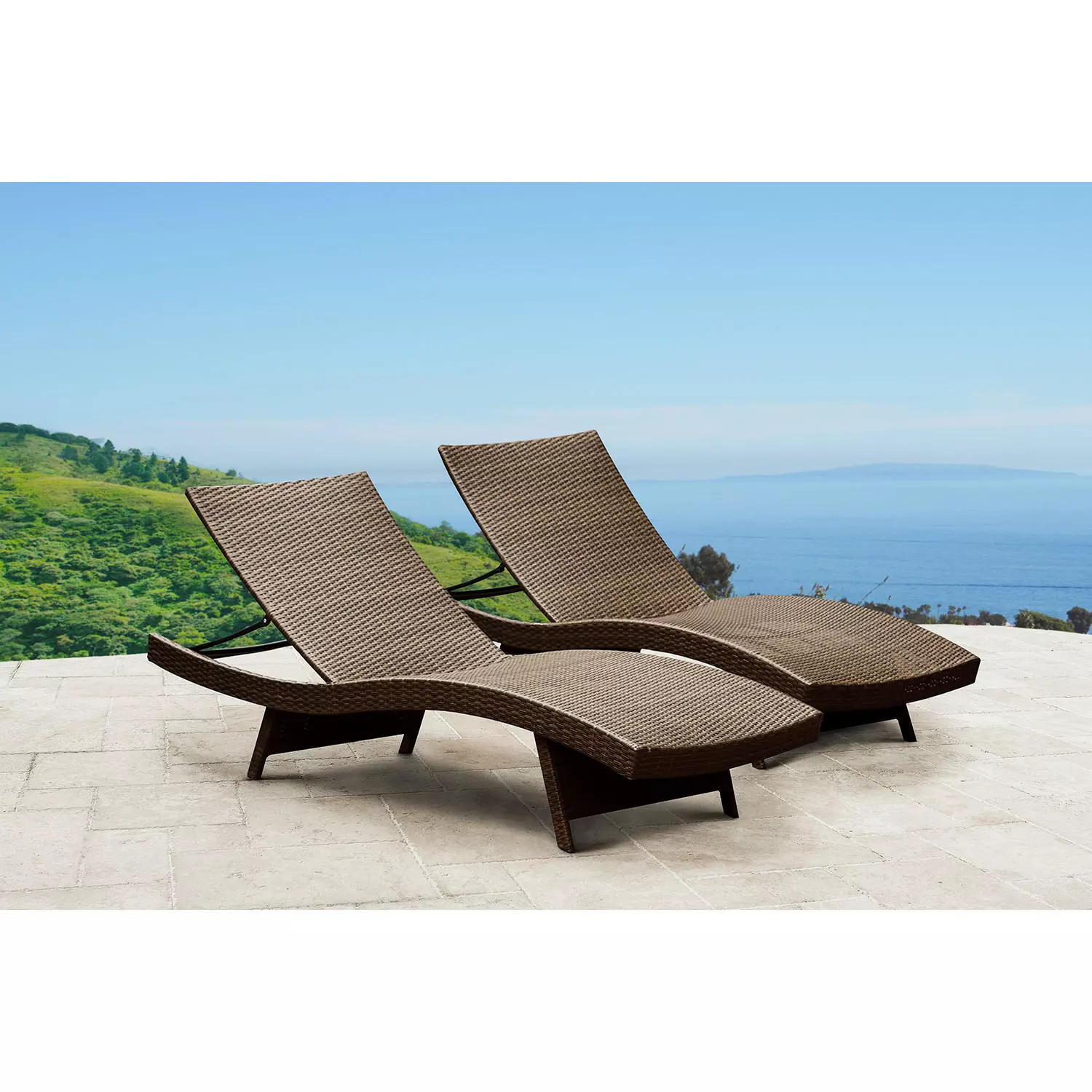 Loyola Outdoor Adjustable Wicker Chaise, Set of 2 (Assorted Colors) | Sam's Club