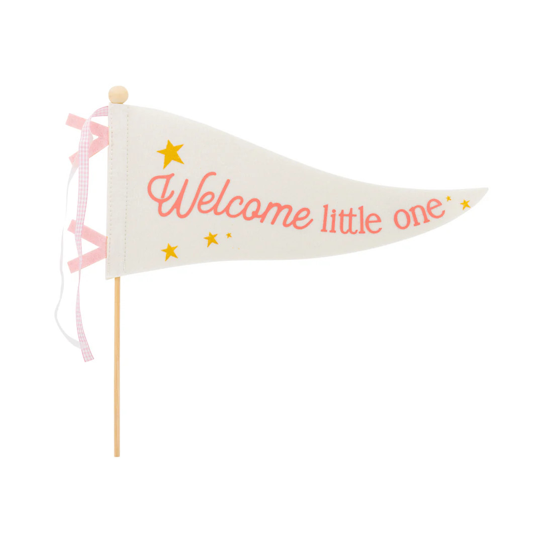 Welcome Little One Pink Pennant | My Mind's Eye
