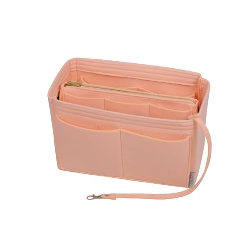 ZTUJO Purse Organizer Insert, Felt Bag Organizer with Metal Zipper, Handbag & Tote Shaper, For Speedy Neverfull Tote, 7 Sizes(Medium, Brush Pink) | Amazon (US)