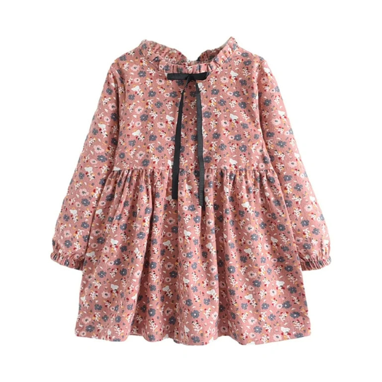 Odeerbi Toddler Girls Spring Fall Floral Dress Cotton Dress Fashion Little Floral Dress Long Slee... | Walmart (US)