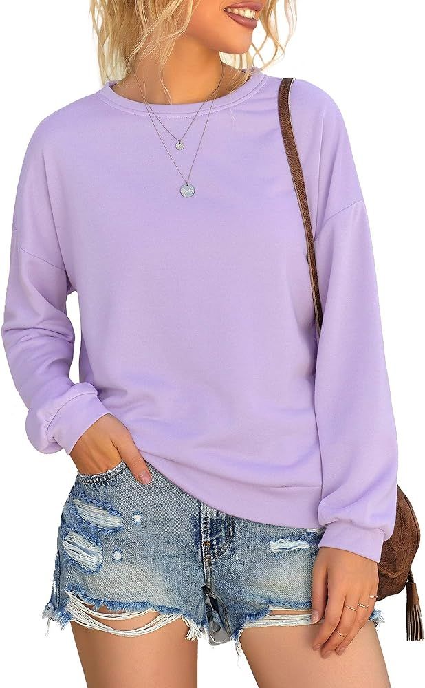 luvamia Women's Casual Crewneck Sweatshirts Long Sleeve Loose Pullover Shirts Tops | Amazon (US)