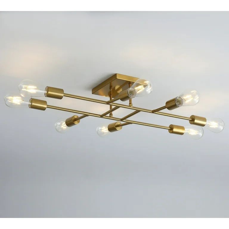 Aiwen 8-light Sputnik Semi-flush Mount Ceiling Lamp Gold Modern Chandelier with E26 Base | Walmart (US)