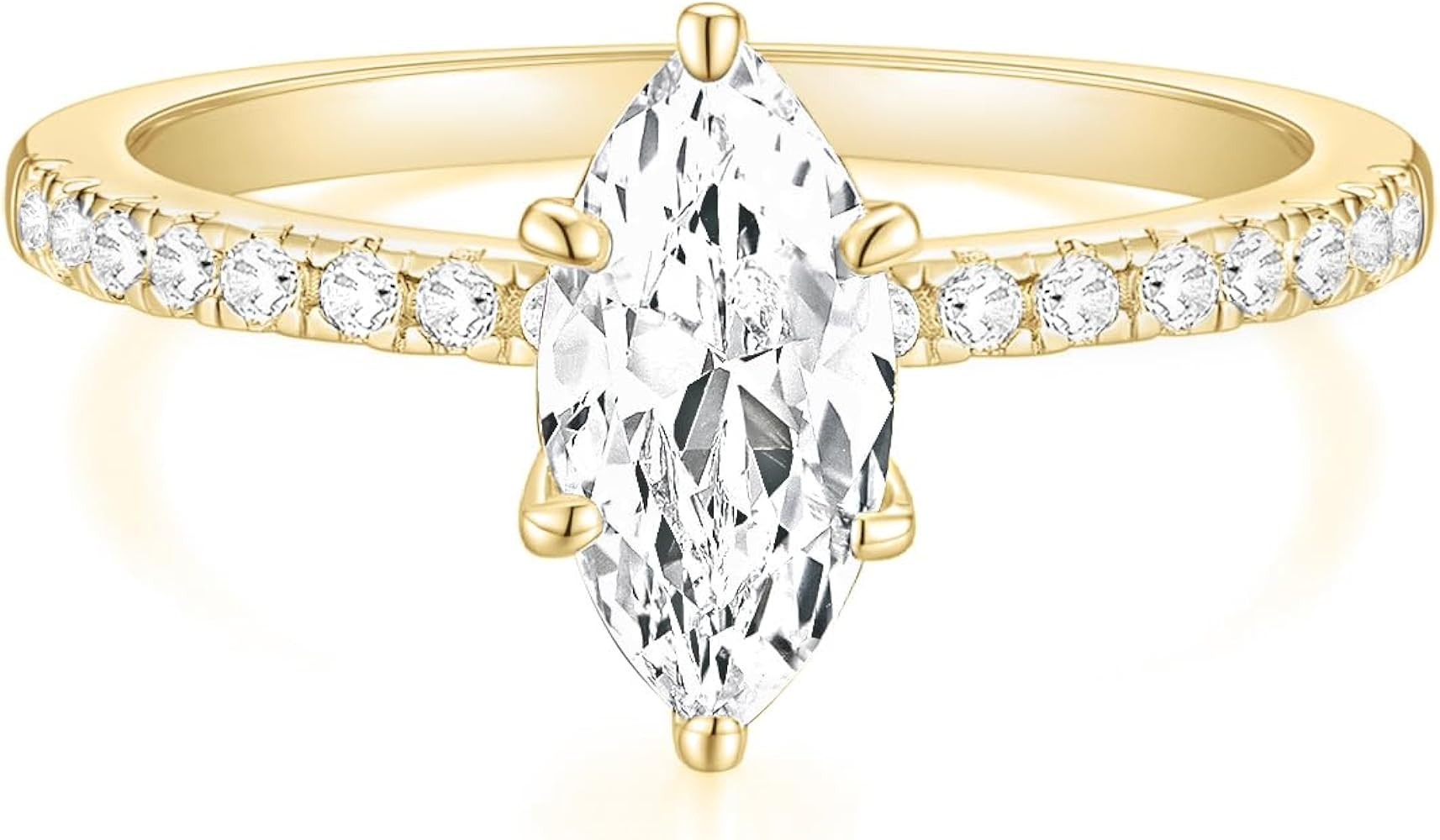 TIGRADE 2CT Engagement Ring for Women Marquise Cut Cubic Zirconia Wedding Band CZ Promise Anniver... | Amazon (US)