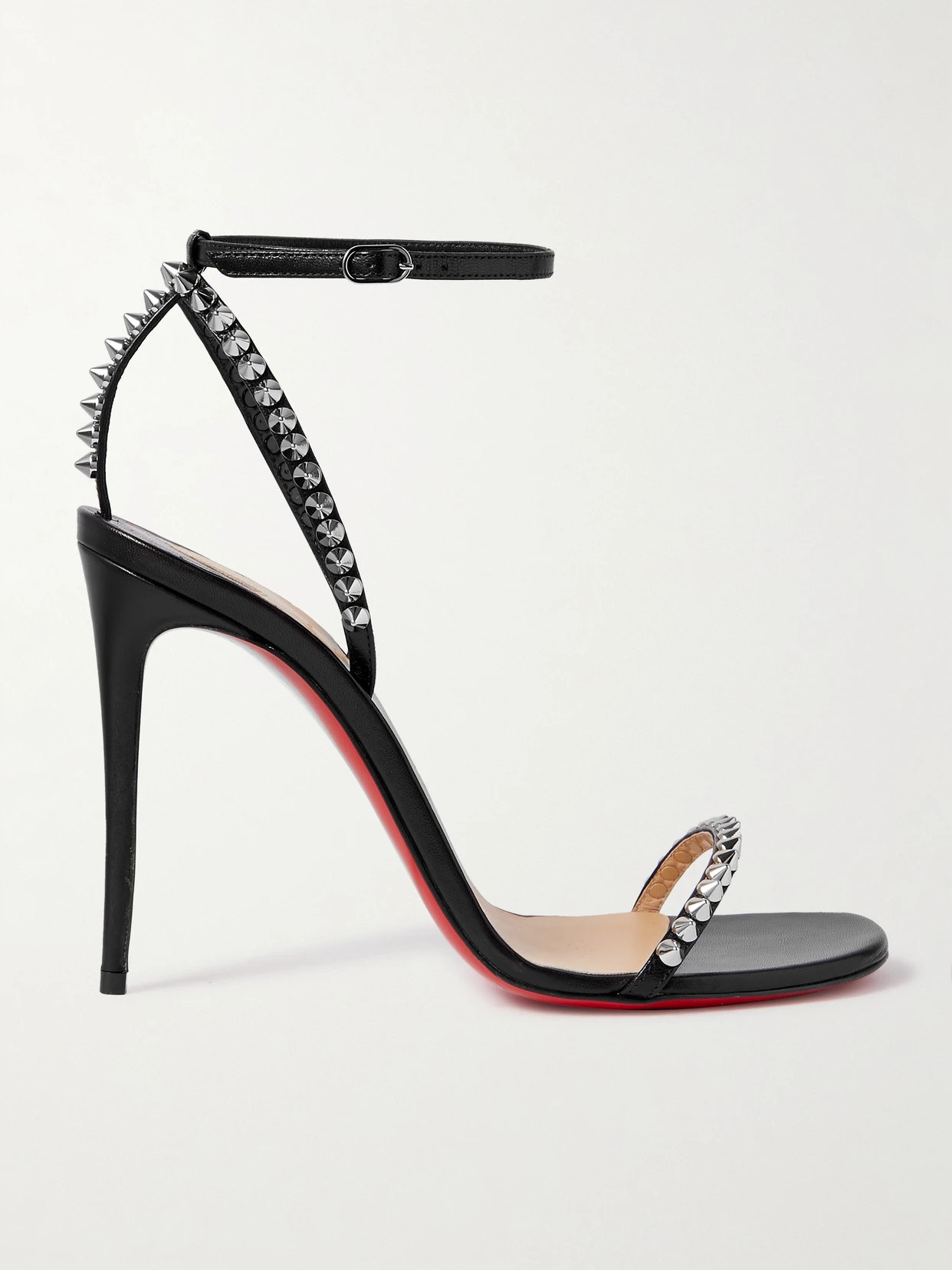Christian Louboutin - So Me 100 Studded Leather Sandals - Black | NET-A-PORTER (US)