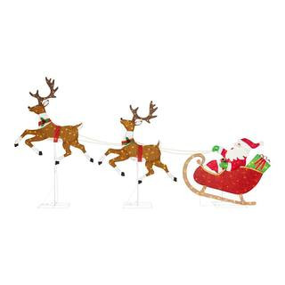 6 ft. Yuletide Lane LED Santa's Sleigh with Reindeer Holiday Yard Decoration Y40 | The Home Depot