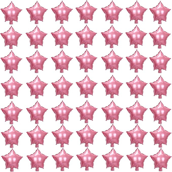 KALOR 100 Pcs 5" Pink Foil Star Balloons, Mylar Balloons for Wedding Birthday Baby Shower Party S... | Amazon (US)