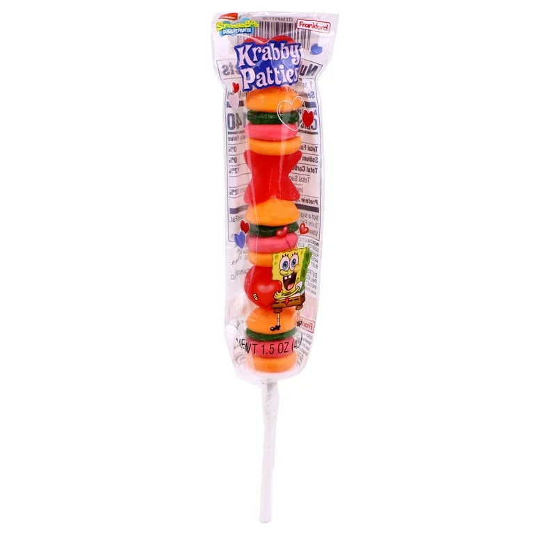 Nickelodeon SpongeBob Krabby Patty Valentine's Gummy Candy Kabob 1.5oz | Walmart (US)