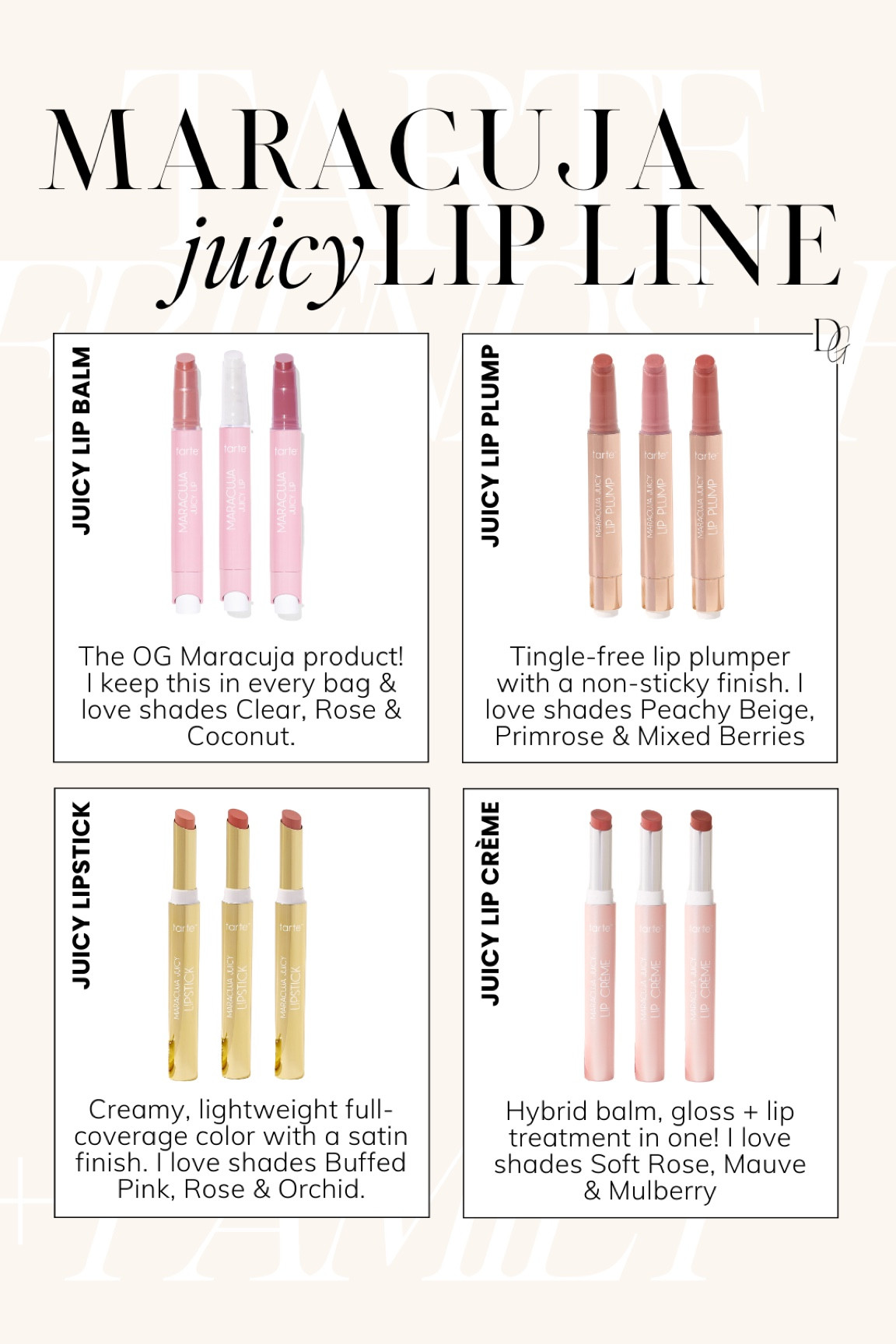 TARTE MARACUJA JUICY LIP COMPARISON // Tarte Friends & Family sale is on! CODE FAM30!!

Trate maracuja, maracuja juicy lip, maracuja juicy lip balm, maracuja juicy lip creme, maracuja juicy lip plump, maracuja juicy lipstick, tarte lipstick, tarte lips, neutral lipstick, lip gloss, lip balm, lip plump

#LTKsalealert #LTKbeauty #LTKunder50
