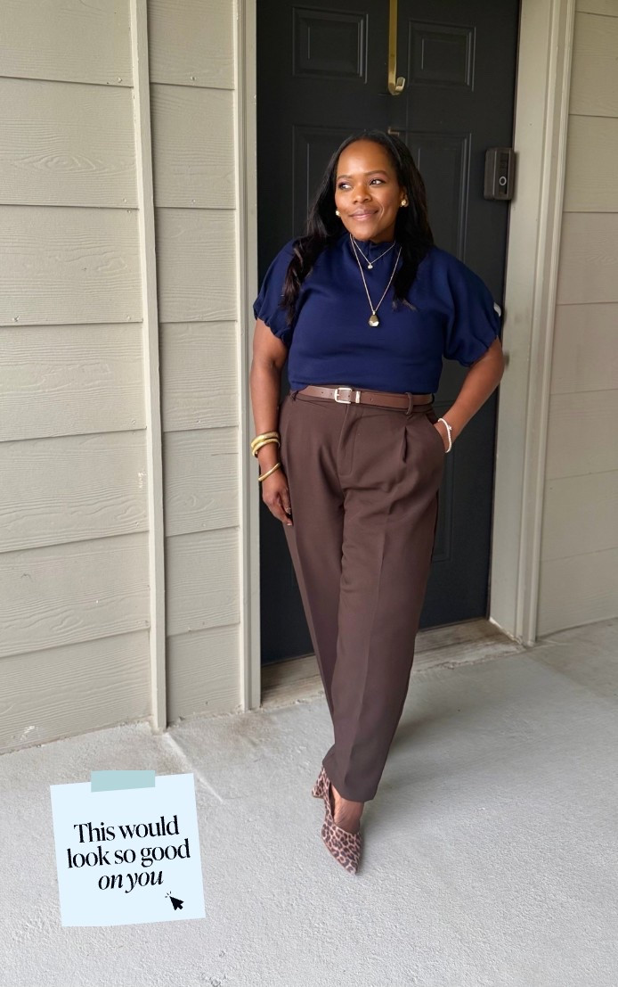 Thursday workwear #ootd from @Zara - these belted ankle pants are so good that I picked them up in an additional color. It does comes with the belt. I’m in the size xl and size m in the navy sweater top from Zara too! 💛

#LTKootd #LTKWorkwear #LTKPetite