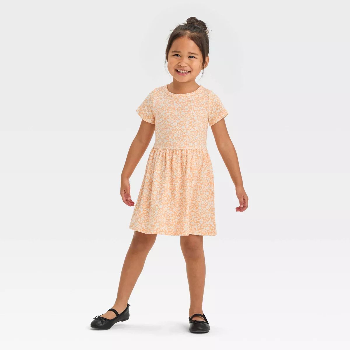 Toddler Girls' Floral Short Sleeve Dress - Cat & Jack™ Orange | Target